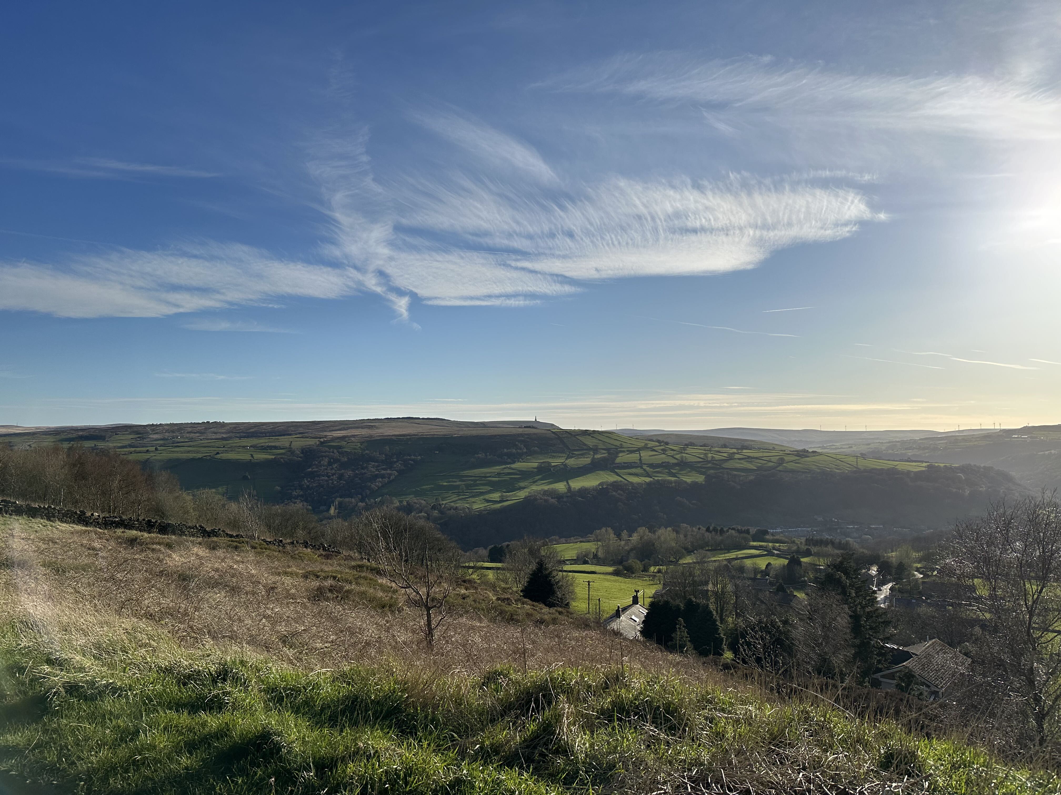 Rolling Calder Valley hills and farmland