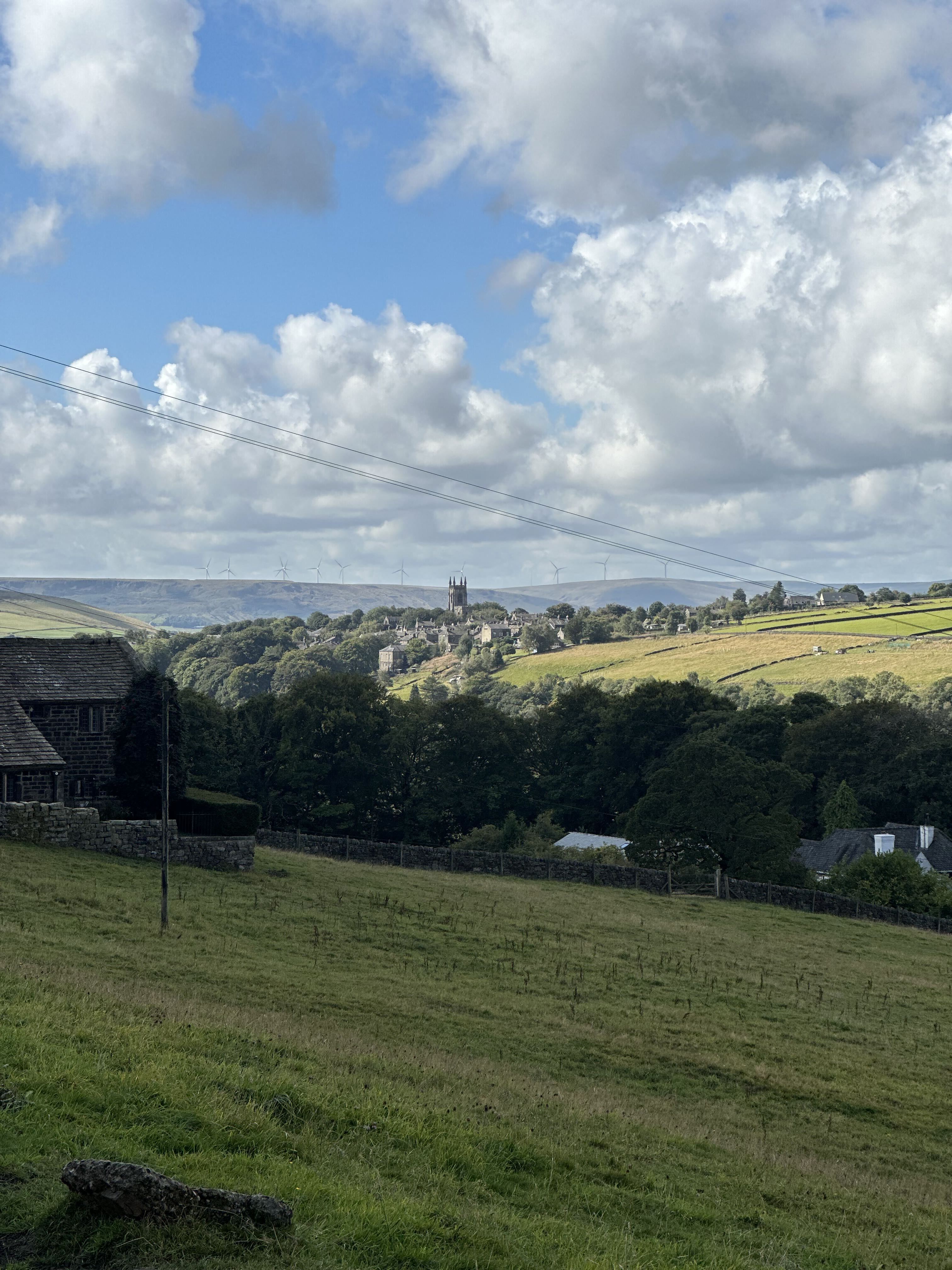 A country lane winding through the Calder Valley